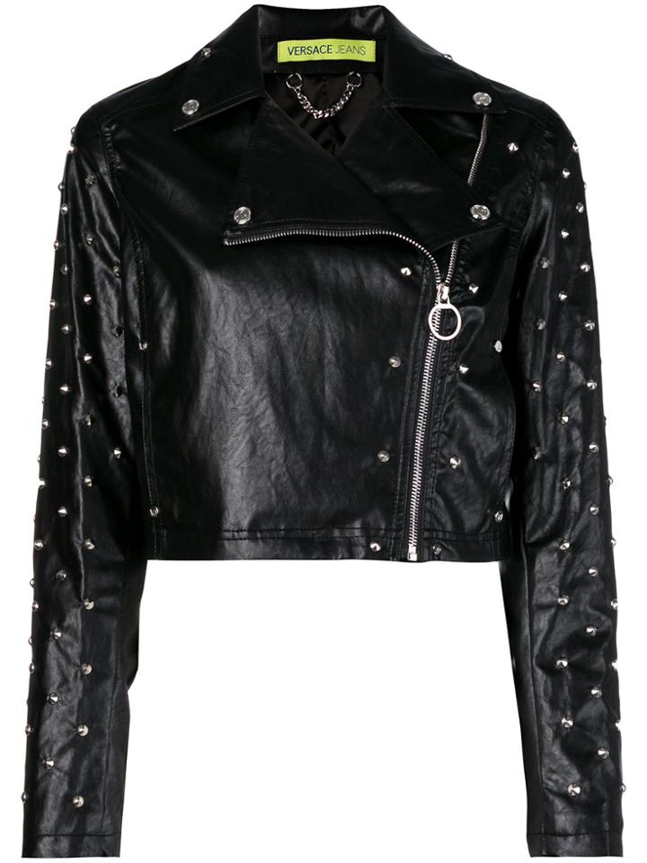 Versace Jeans Cropped Biker Jacket - Black