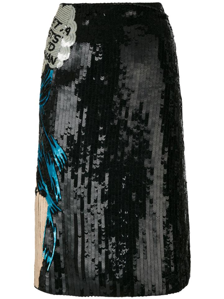Olympia Le-tan Walk Alone Embroidered Skirt - Black