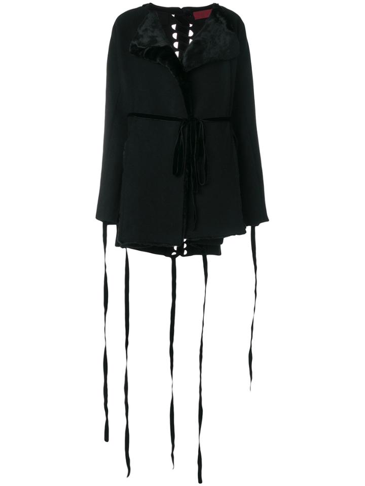 Di Liborio Fringe-detail Fitted Coat - Black