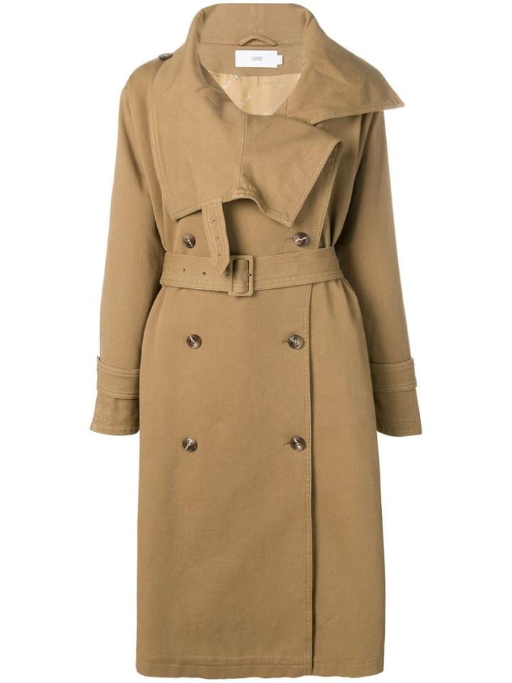 Closed Belted Double-breasted Coat - Neutrals