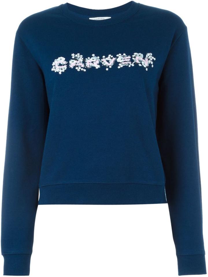 Carven Floral Logo Print Sweatshirt