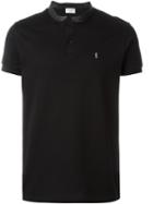 Saint Laurent Leather Collar Polo Shirt, Men's, Size: Small, Black, Cotton/lamb Skin