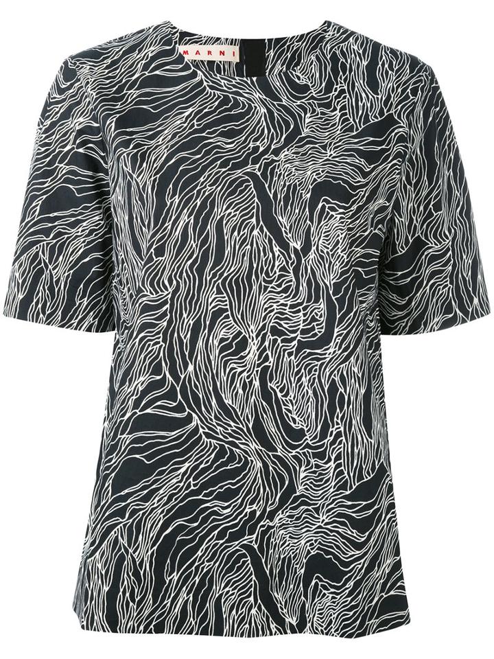 Marni - Coated Poplin Beardsley Print Blouse - Women - Cotton - 42, Black, Cotton