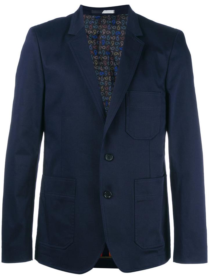 Ps By Paul Smith Patch Pocket Blazer, Men's, Size: 44, Blue, Cotton/spandex/elastane/viscose