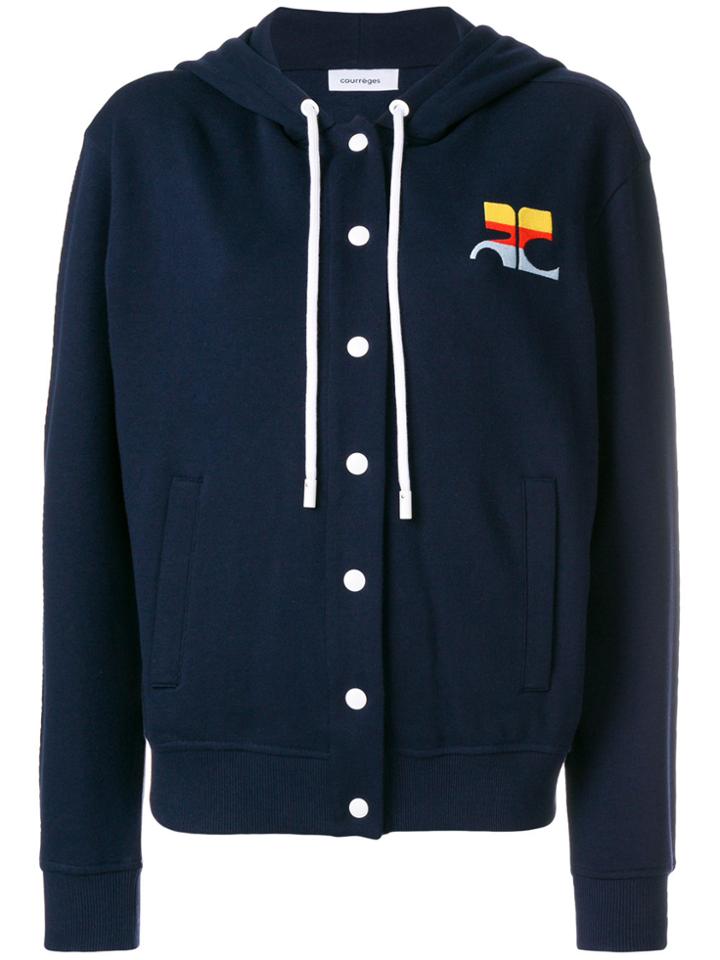 Courrèges Embroidered Hoodie - Blue