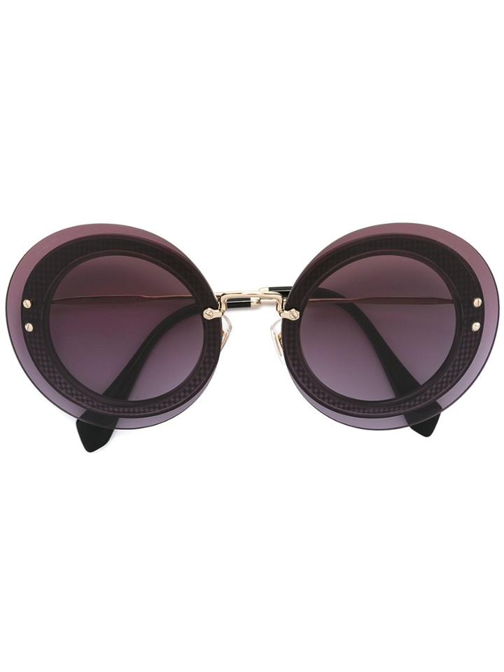 Miu Miu Eyewear Oversize Round Pattern Sunglasses - Pink & Purple