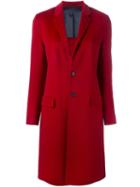Joseph Peaked Lapels Mid-length Coat, Women's, Size: 38, Red, Polyester/viscose/cashmere/wool