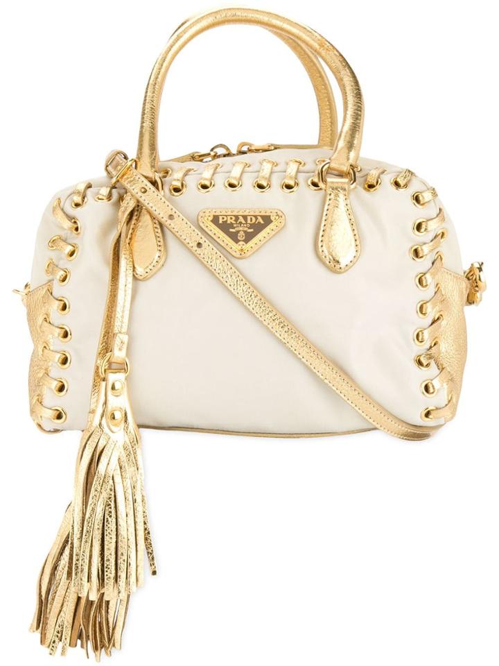 Prada Vintage Tassel Lace-up Tote Bag - White