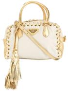Prada Vintage Tassel Lace-up Tote Bag - White