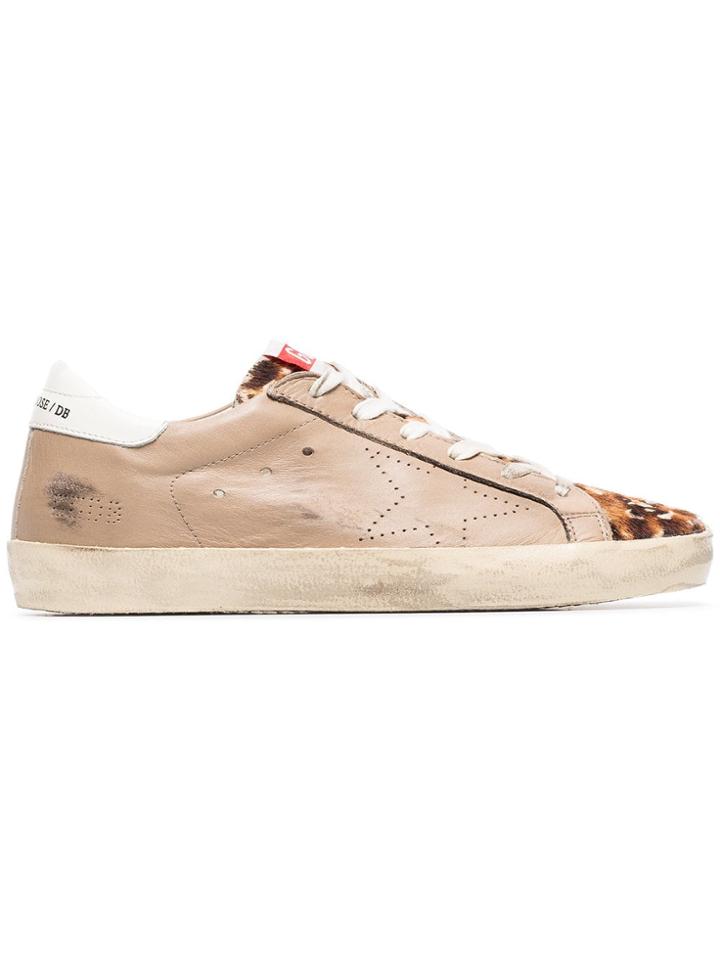 Golden Goose Deluxe Brand Nude, Brown And White Superstar Leather