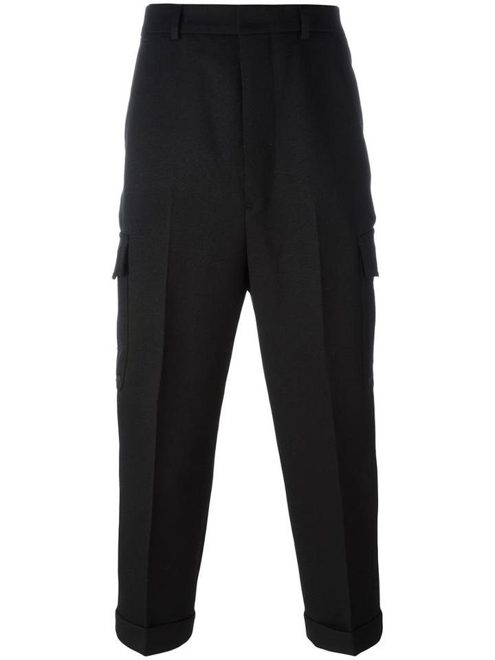 Ami Alexandre Mattiussi Oversized Carrot Fit Trousers, Men's, Size: 36, Black, Polyester/wool