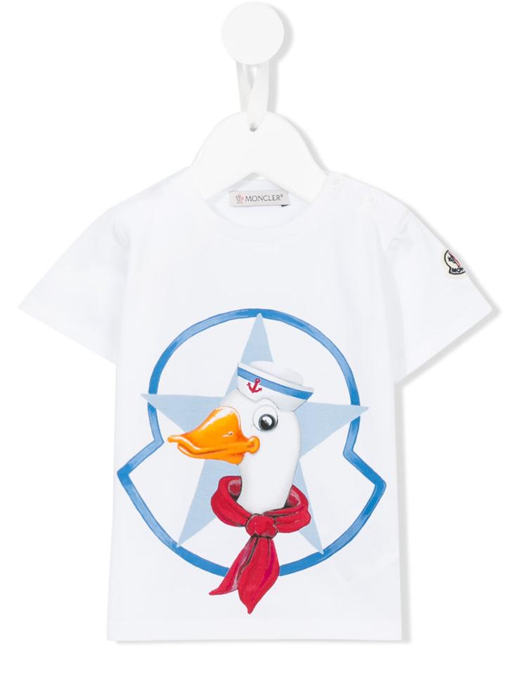 Moncler Kids Duck Motif T-shirt, Boy's, Size: 18-24 Mth, White