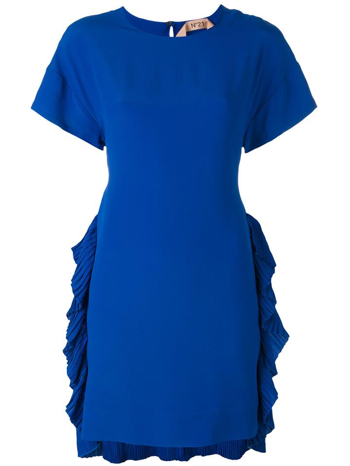 No21 - Side Pleat Dress - Women - Silk/acetate - 42, Blue, Silk/acetate