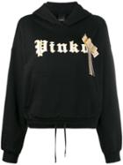 Pinko Embroidered Logo Print Hoodie - Black
