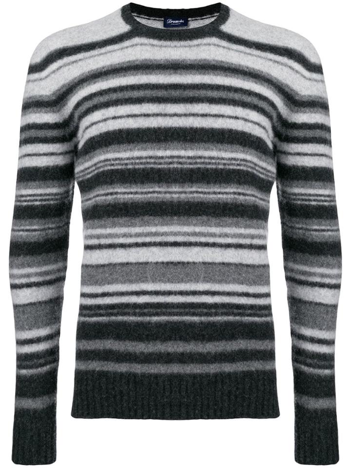 Drumohr Striped Slim-fit Sweater - Grey