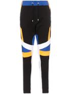 Balmain Ribbed Knee Contrasting Panel Cotton Track Pants - Black