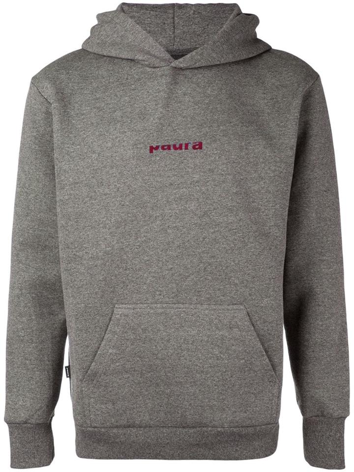 Paura Logo Print Hoodie - Grey