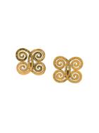 Chanel Vintage Swirl Clip-on Earrings, Women's, Metallic