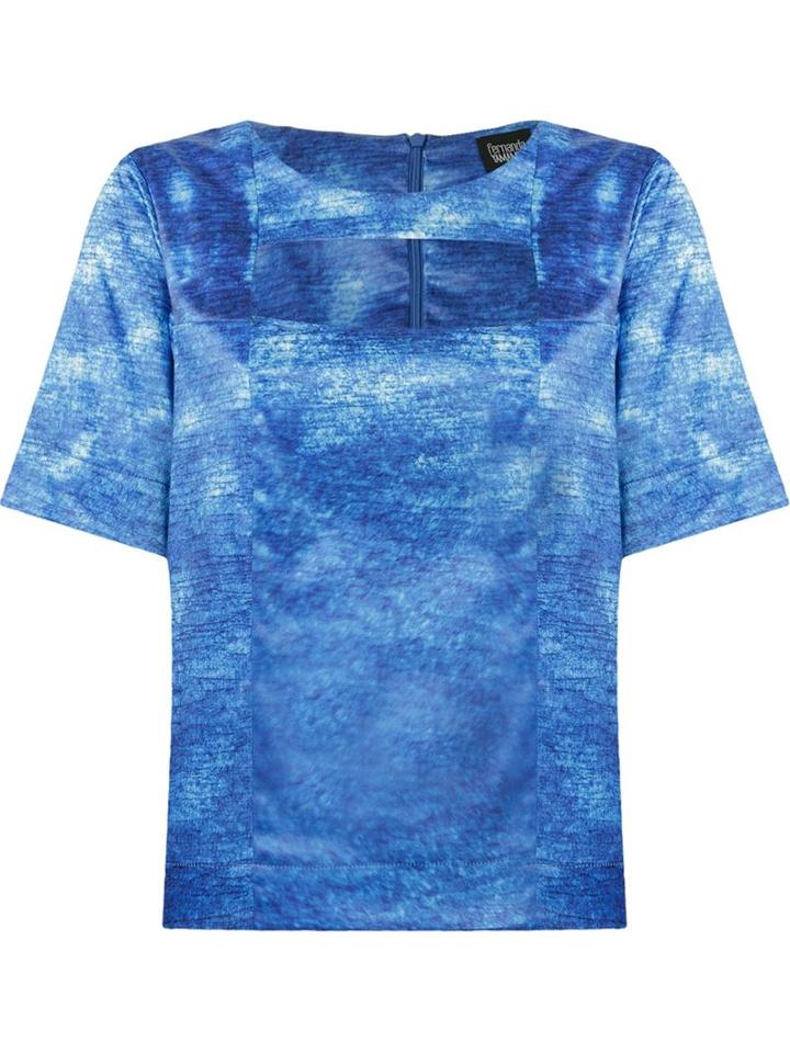 Fernanda Yamamoto Cut Out Detail Blouse, Women's, Size: 40, Blue, Cotton/polyester/spandex/elastane