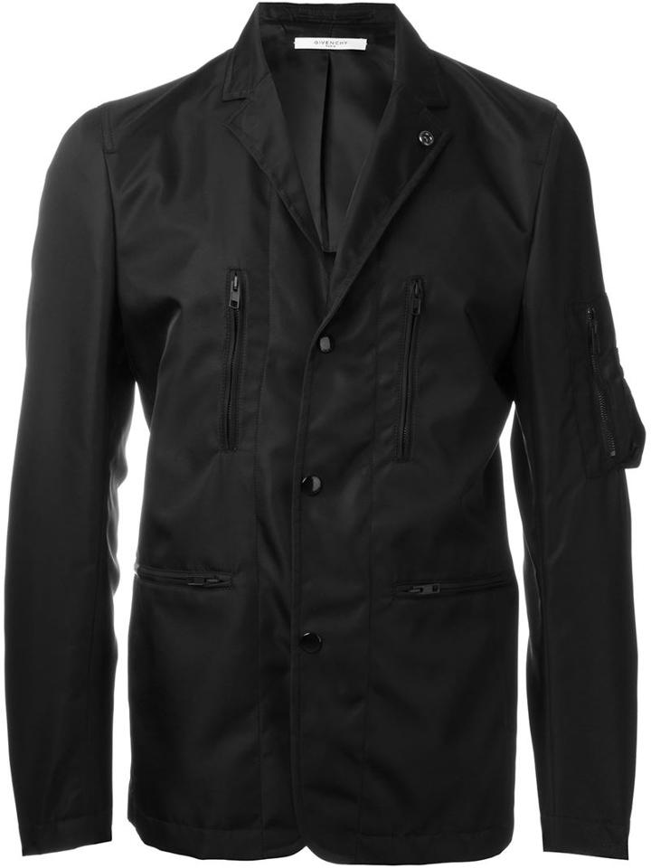Givenchy Military Style Jacket, Men's, Size: 52, Black, Polyamide/polyurethane/cupro