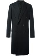 Lanvin Double Breasted Coat, Men's, Size: 52, Black, Viscose/wool