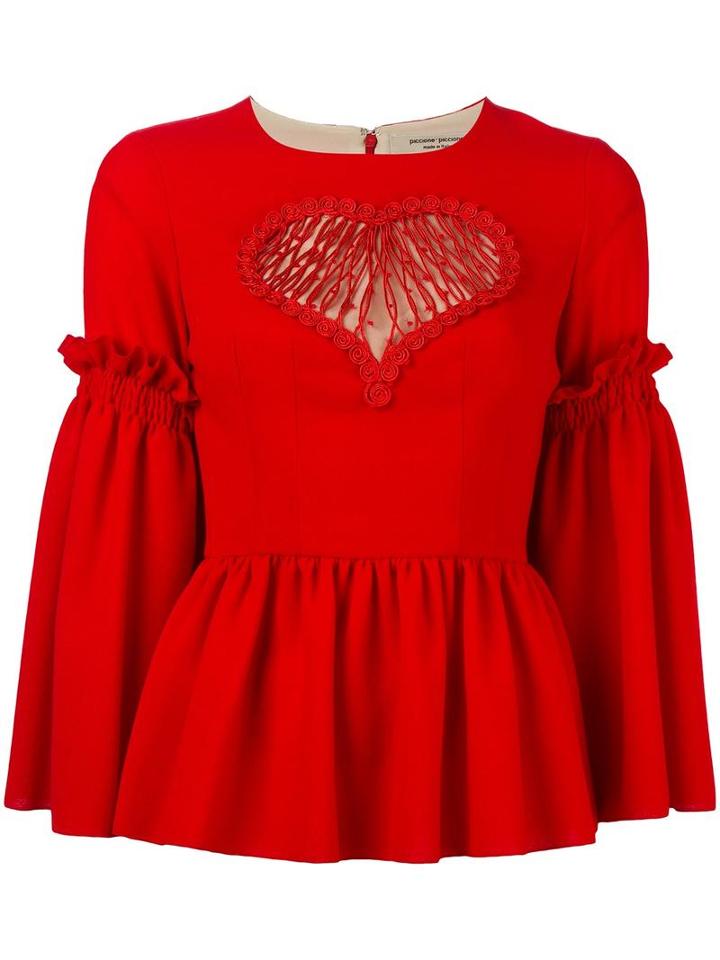 Piccione. Piccione Flared Blouse, Women's, Size: 38, Red, Silk