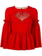 Piccione. Piccione Flared Blouse, Women's, Size: 38, Red, Silk