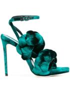 Marco De Vincenzo Braided Strap Velvet Sandals