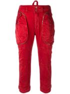 Faith Connexion Cropped Cargo Trousers - Red