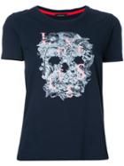 Loveless - Floral Skull T-shirt - Women - Cotton - 36, Blue, Cotton