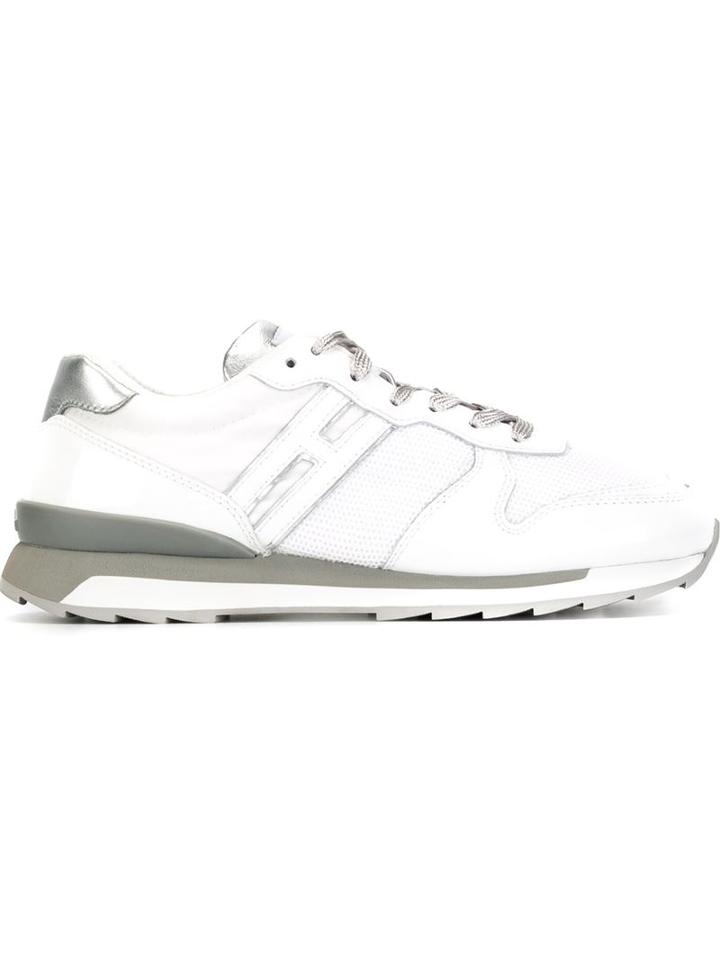 Hogan Rebel Panelled Sneakers, Women's, Size: 38, White, Cotton/rubber/nylon/patent Leather
