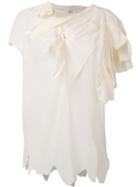 Aganovich - Distressed Draped Neck T-shirt - Women - Cotton - 40, White, Cotton