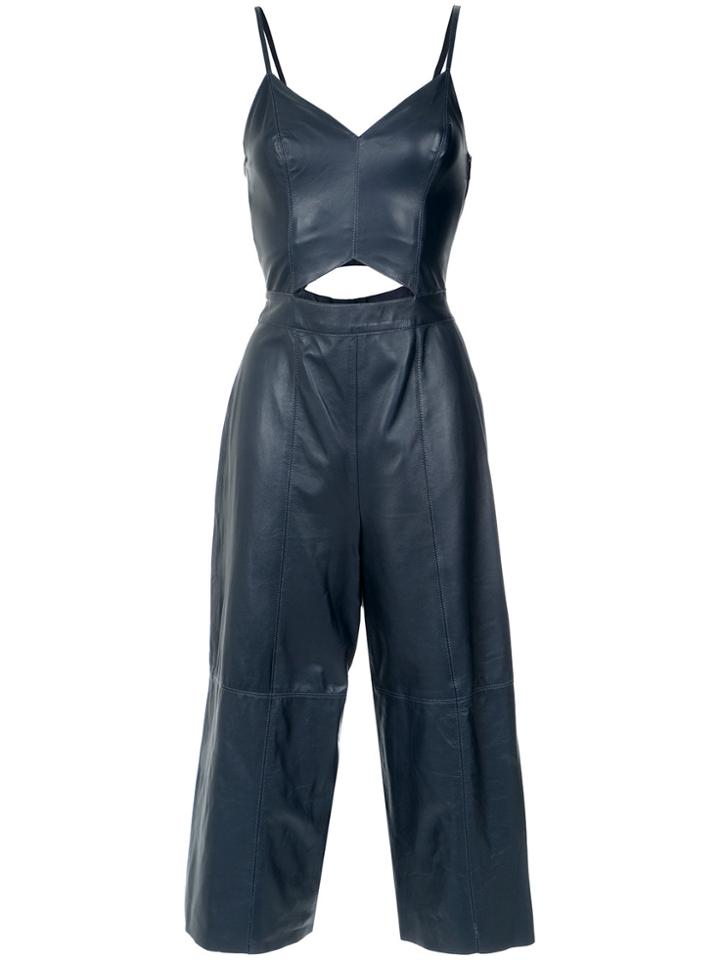Nk Leather Cropped Jumpsuit - Blue