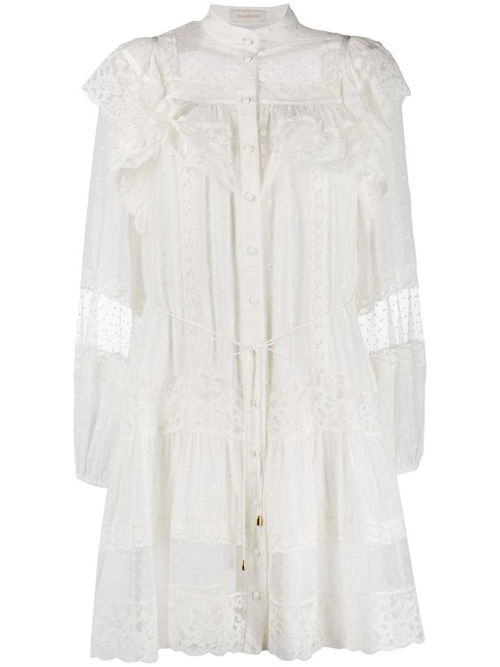 Zimmermann Lace Panel Shirt Dress - Neutrals