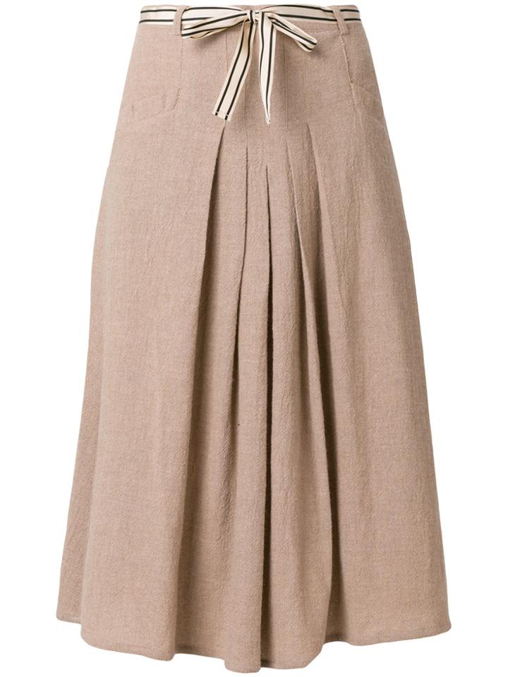 Bellerose Ribbon Detail Pleated Skirt - Brown