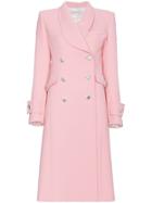 Alessandra Rich Double Breasted Cinched Waist Coat - Pink & Purple