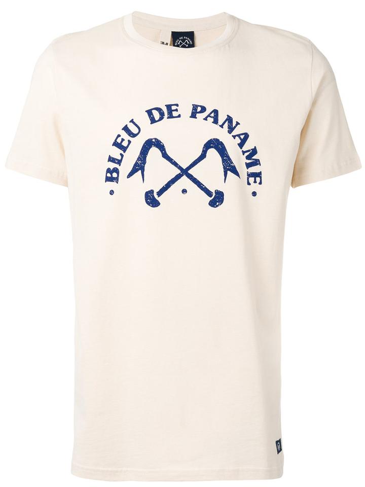 Bleu De Paname Printed Logo T-shirt, Men's, Size: Medium, White, Cotton