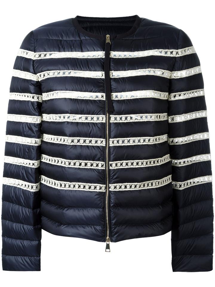 Moncler Stripe Padded Jacket, Women's, Size: 1, Blue, Polyimide/polyamide/feather Down