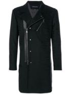 John Varvatos Off-centre Zipped Coat - Black