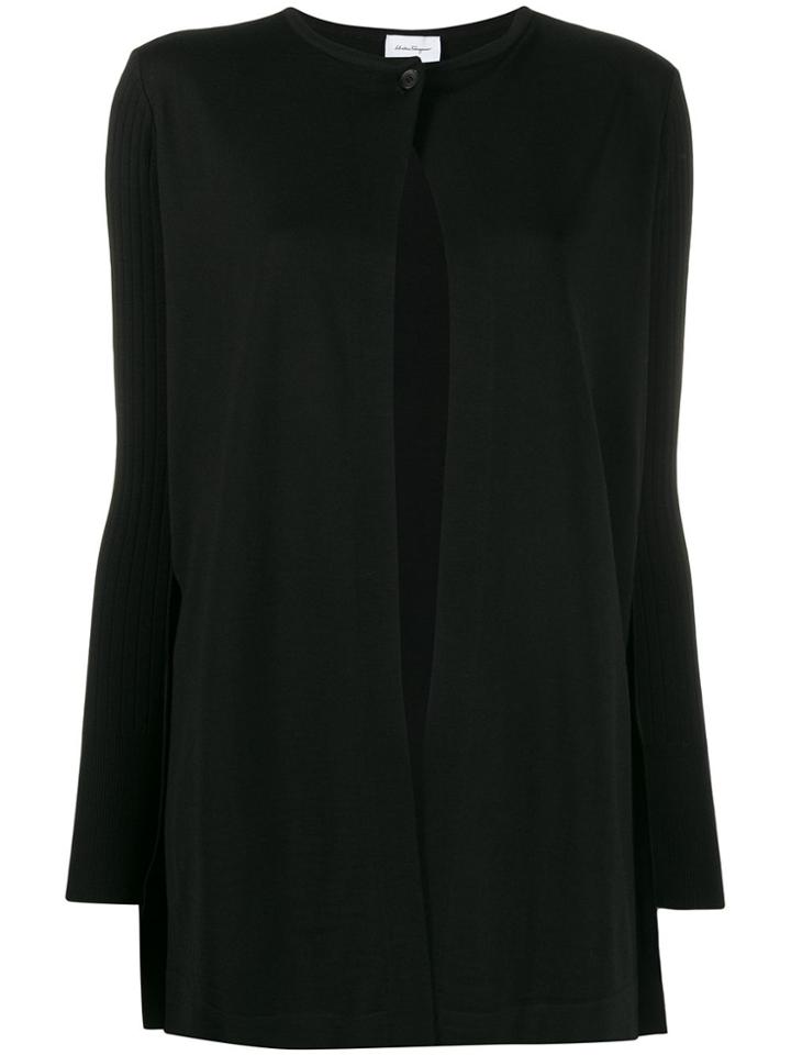 Salvatore Ferragamo Printed Lining Knitted Cardigan - Black