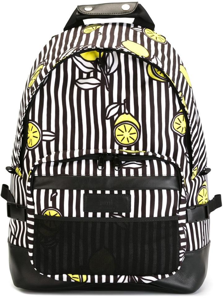 Ami Alexandre Mattiussi Side Buckle Printed Backpack