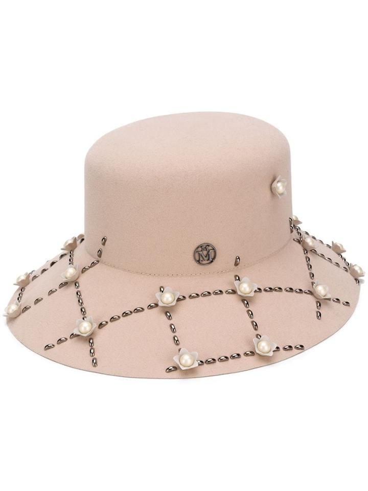 Maison Michel Embellished Kendall Hat - Neutrals
