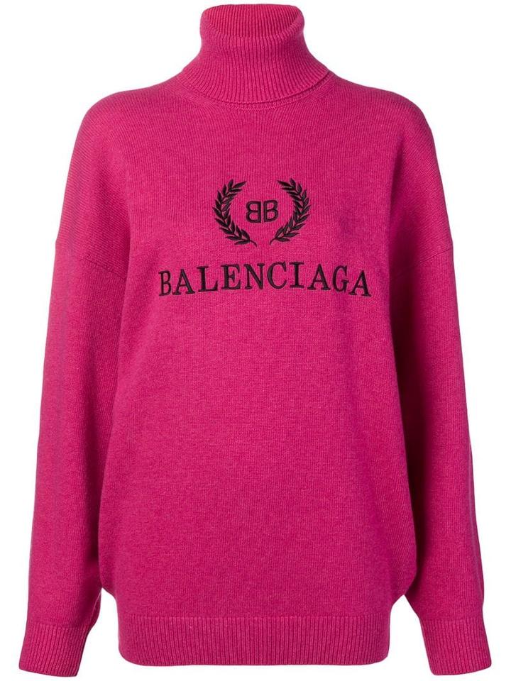 Balenciaga Logo Turtleneck Sweater - Pink