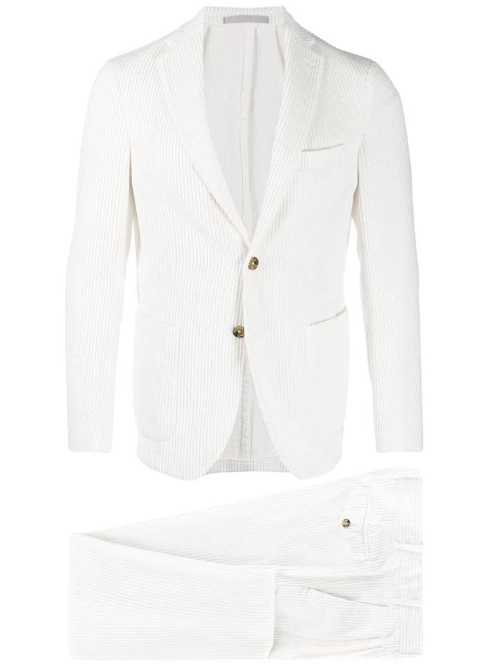 Eleventy Two Piece Corduroy Suit - White