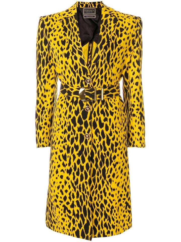 Versace Animal Print Coat - Yellow & Orange