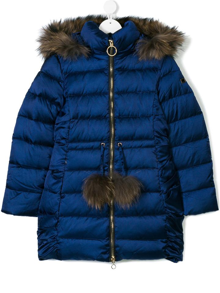 Treapi Fur Trim Puffer Coat - Blue