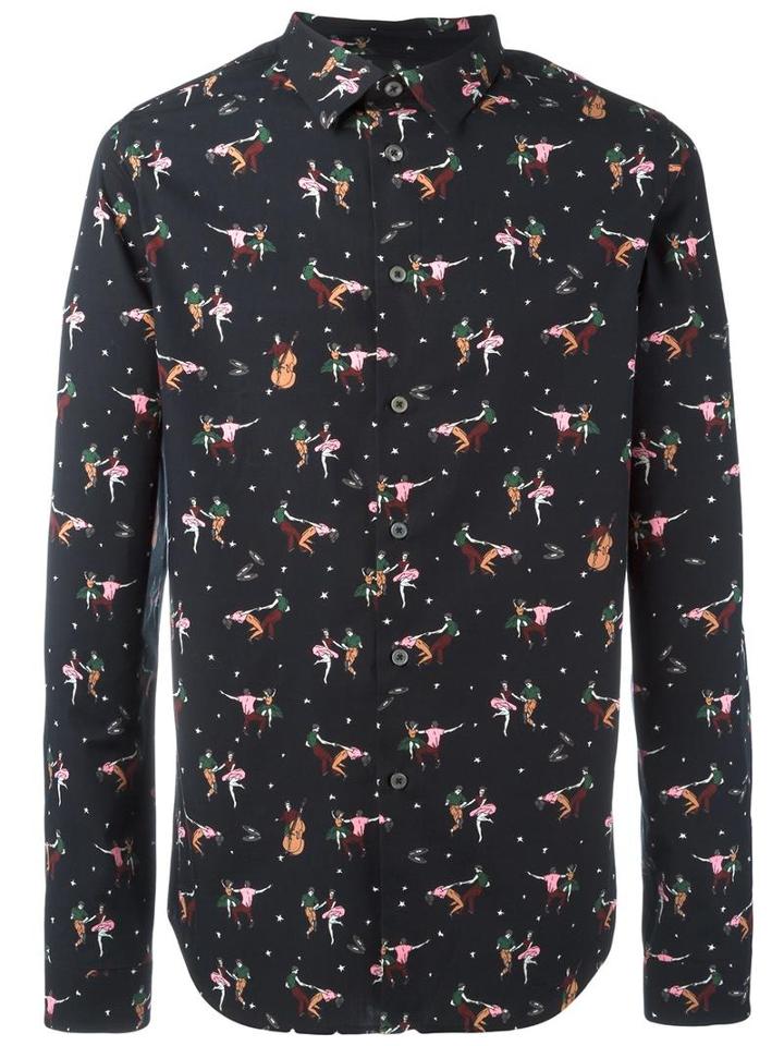 Ps By Paul Smith Dancer Print Shirt, Men's, Size: Medium, Black, Cotton