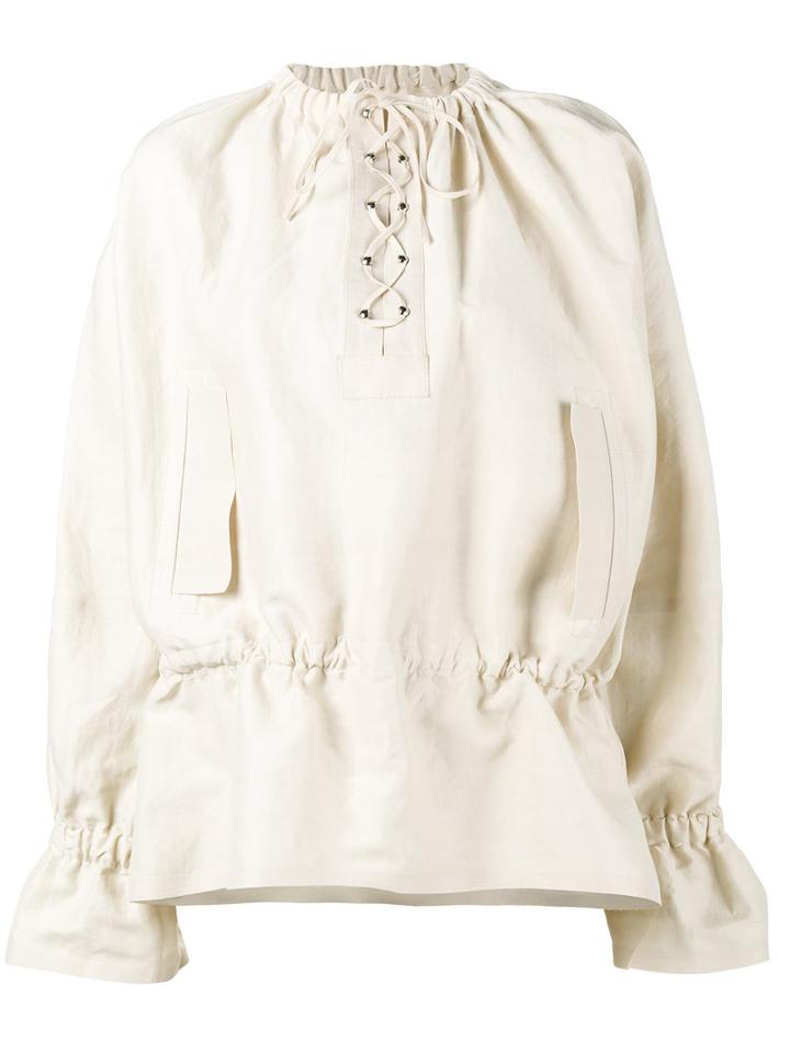 J.w.anderson - Lace-up Front Top - Women - Rayon/viscose - 6, Nude/neutrals, Rayon/viscose