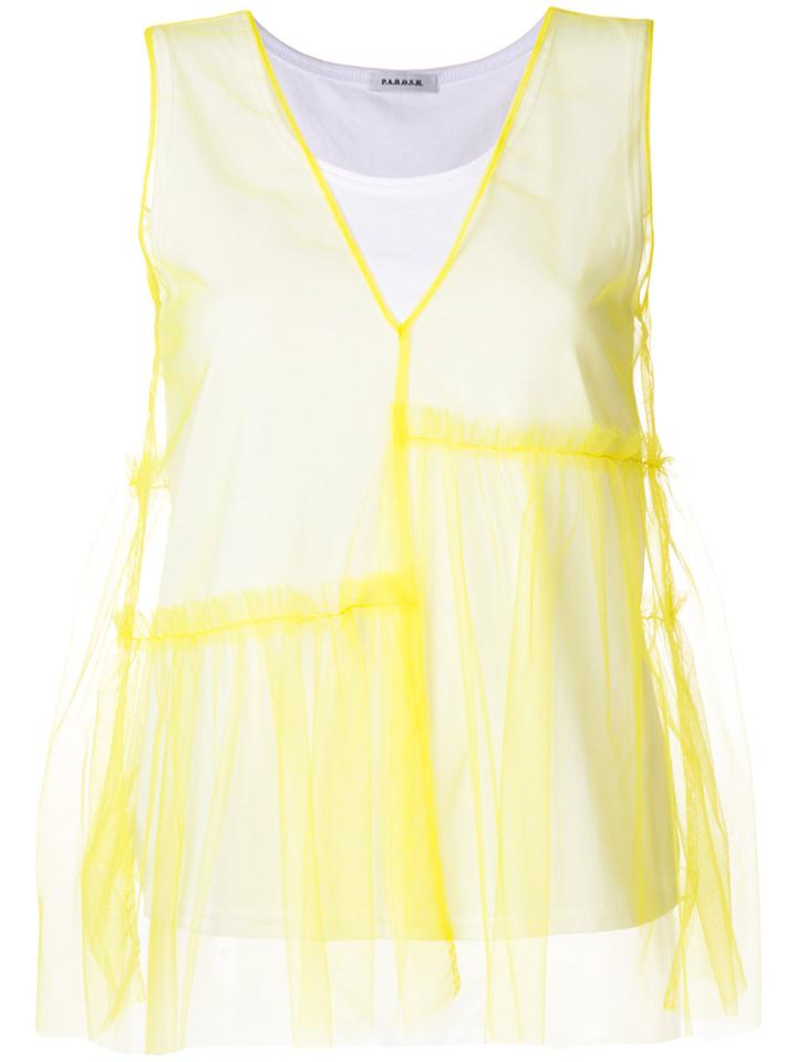 P.a.r.o.s.h. Tulle Vest Top - Yellow & Orange