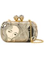 Alexander Mcqueen Queen And King Box Clutch - Metallic